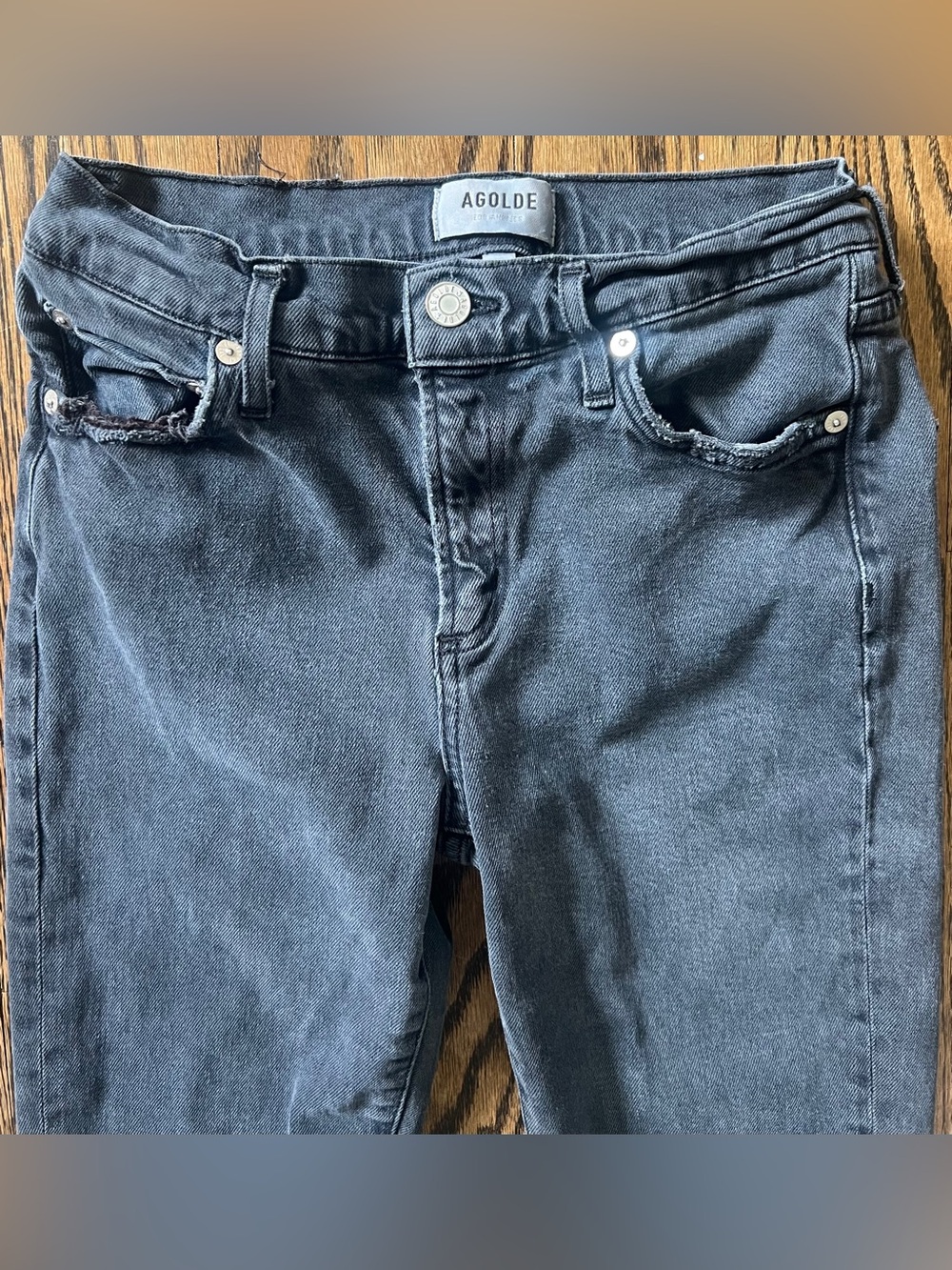 Agolde Black Skinny Jeans with Raw Hem - Picture 2 of 8